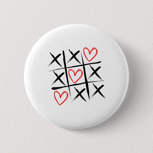Tic-tac-toe Hearts And Crosses Valentine's Day  Button (Vorderseite)