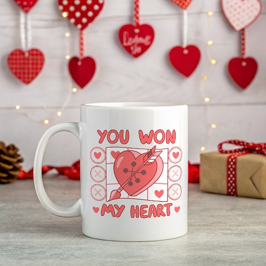 Tic-Tac-Toe Herz Valentine Kaffeetasse