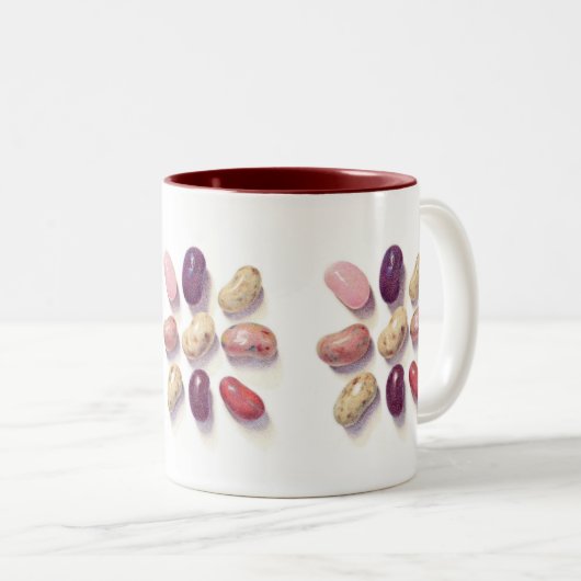 TIC TAC TOE JELLY BEANS Maroon Zwei-Tonen-Tasse Zweifarbige Tasse (VorderseiteRechts)