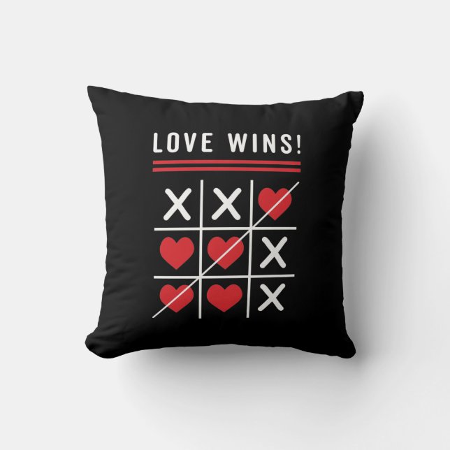 Tic Tac Toe Liebe gewinnt Geburtstag Valentinstag Kissen (Vorderseite)