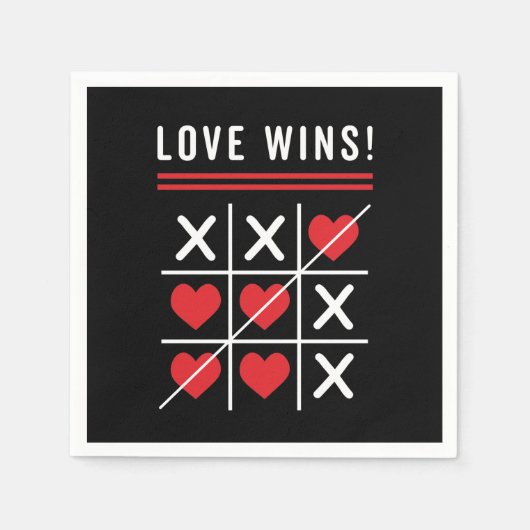 Tic Tac Toe Liebe gewinnt Geburtstag Valentinstag Serviette (Vorderseite)