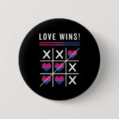 Tic Tac Toe Liebe gewinnt LGBTQ Bisexueller Stolz Button (Vorderseite)