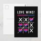 Tic Tac Toe Liebe gewinnt LGBTQ Bisexueller Stolz Postkarte (Vorne/Hinten)