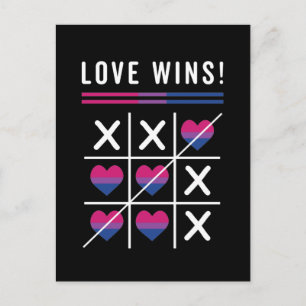 Tic Tac Toe Liebe gewinnt LGBTQ Bisexueller Stolz Postkarte