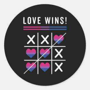 Tic Tac Toe Liebe gewinnt LGBTQ Bisexueller Stolz Runder Aufkleber