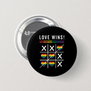 Tic Tac Toe Liebe gewinnt LGBTQ Gay Pride Button
