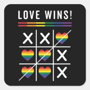 Tic Tac Toe Liebe gewinnt LGBTQ Gay Pride Quadratischer Aufkleber