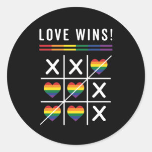 Tic Tac Toe Liebe gewinnt LGBTQ Gay Pride Runder Aufkleber