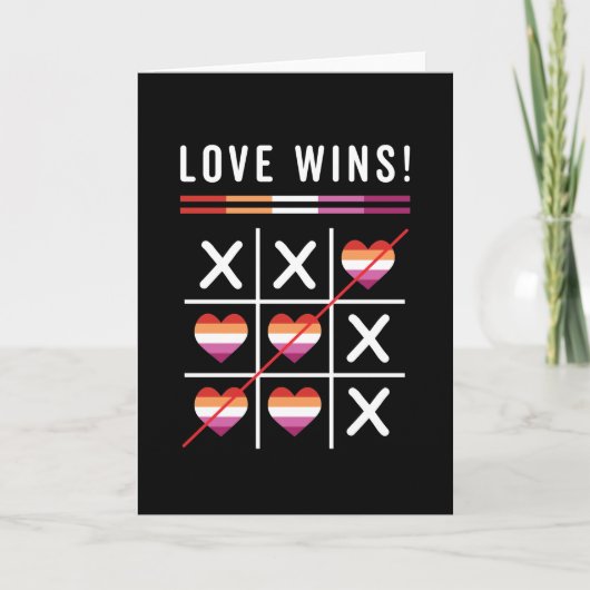 Tic Tac Toe Liebe gewinnt LGBTQ Lesben Preis Karte (Vorderseite)