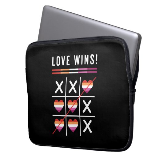 Tic Tac Toe Liebe gewinnt LGBTQ Lesben Preis Laptopschutzhülle (Vorderseite Links)
