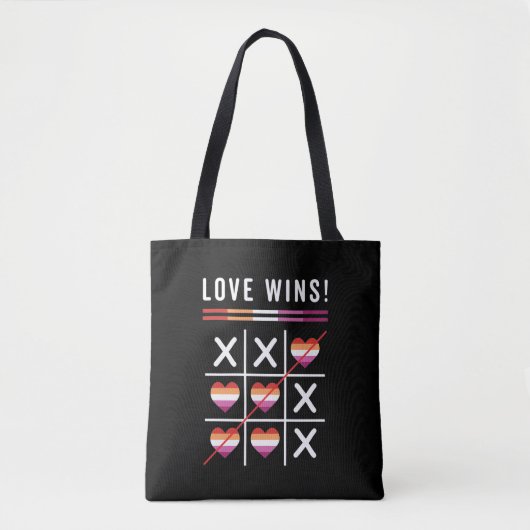 Tic Tac Toe Liebe gewinnt LGBTQ Lesben Preis Tasche (Vorderseite)