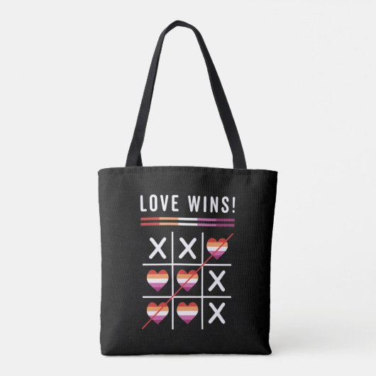 Tic Tac Toe Liebe gewinnt LGBTQ Lesben Preis Tasche (Rückseite)