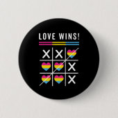 Tic Tac Toe Liebe gewinnt LGBTQ Pansexual Prix Button (Vorderseite)
