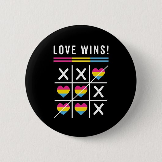Tic Tac Toe Liebe gewinnt LGBTQ Pansexual Prix Button (Vorderseite)