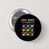 Tic Tac Toe Liebe gewinnt LGBTQ Pansexual Prix Button (Vorne & Hinten)
