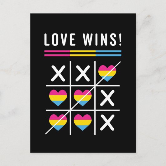 Tic Tac Toe Liebe gewinnt LGBTQ Pansexual Prix Postkarte (Vorderseite)