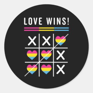 Tic Tac Toe Liebe gewinnt LGBTQ Pansexual Prix Runder Aufkleber
