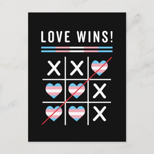 Tic Tac Toe Liebe gewinnt LGBTQ Transgender Pride Postkarte (Vorderseite)