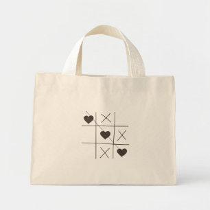 Tic-Tac-Toe Love Hearts Tragetasche – Minimalist L