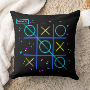 Tic Tac Toe Neon Retro Gewinner Glow Gamer Arcade Kissen
