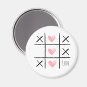 Tic Tac Toe Pink Love Hearts Magnet (Vorderseite/Rückseite)