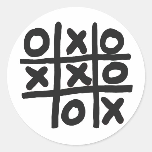 Tic Tac Toe Runder Aufkleber (Vorderseite)