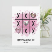 Tic Tac Toe Valentine Foto Feiertagskarte (Stehend Vorderseite)
