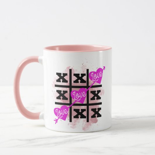 Tic Tac Toe valentines Hearts Gift Tasse (Links)