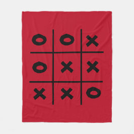 Tic Tac Toe XO Game Holiday Red Fleece Blankon