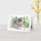 Tic Toc Green und Lila Verziert Hearts Karte (Gelbe Blume)