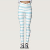 Tick and Thin Pastel Blau und Weiße Streifen Leggings (Vorderseite)