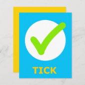 TICK Flashcard für Initial T 1 Syllable Word (Vorne/Hinten)
