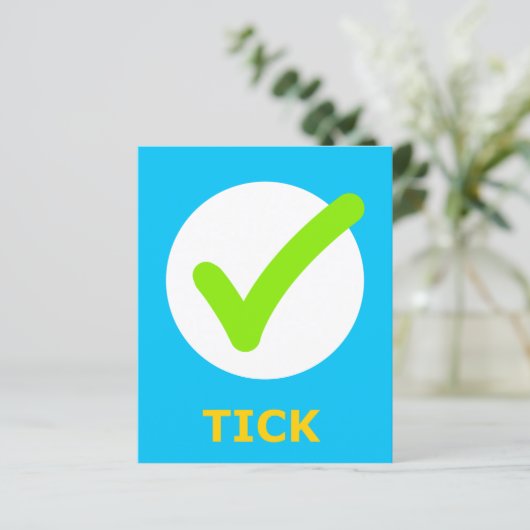 TICK Flashcard für Initial T 1 Syllable Word (Stehend Vorderseite)