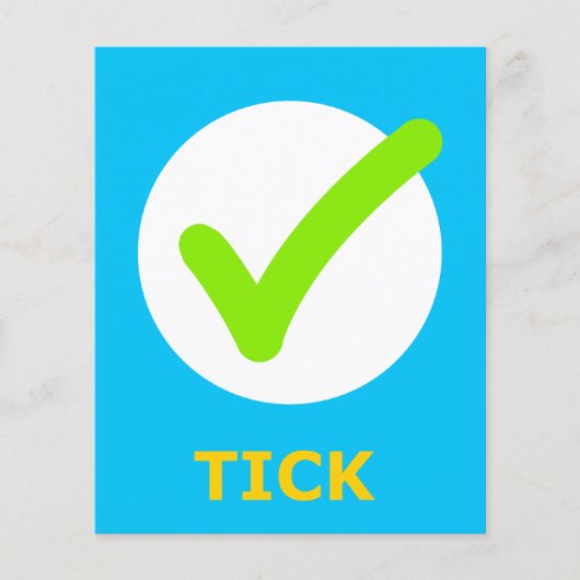 TICK Flashcard für Initial T 1 Syllable Word (Vorderseite)