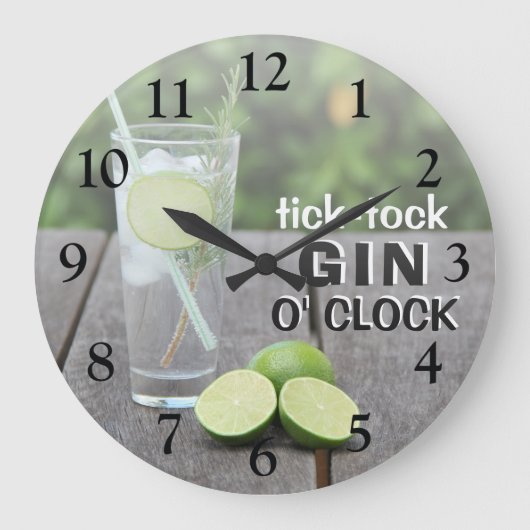 Tick Tock | Gin O' Clock Große Wanduhr (Vorderseite)