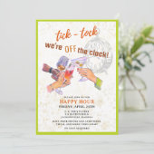 Tick-Tock Happy Hour Einladung (Stehend Vorderseite)