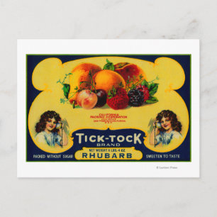 Tick Tock Rhubarb Label Postkarte