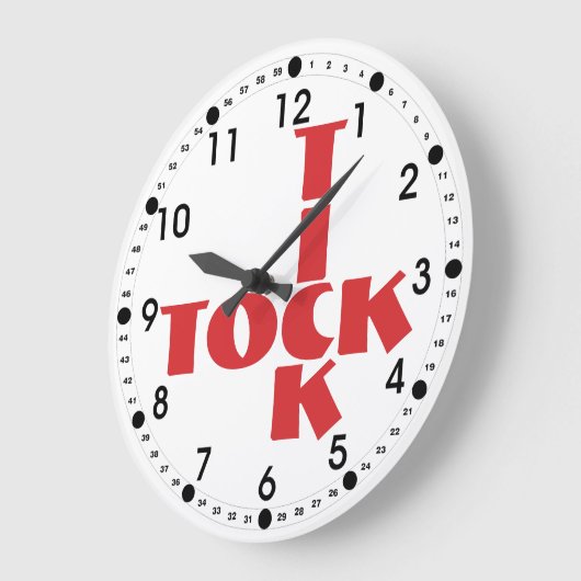 Tick Tock Text Große Wanduhr (Winkel)