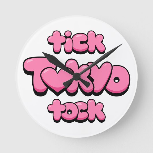Tick Tock Tokyo O'clock Runde Wanduhr (Vorderseite)
