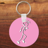 Tick-with-Sport-Runner Stickman Rosa-Töne Schlüsselanhänger (Vorderseite)