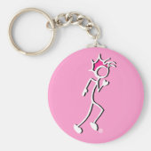 Tick-with-Sport-Runner Stickman Rosa-Töne Schlüsselanhänger (Vorne)