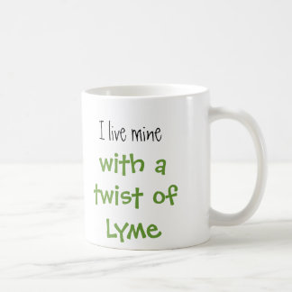 Ticken, lebe ich meine, mit einer Drehung von Lyme Kaffeetasse