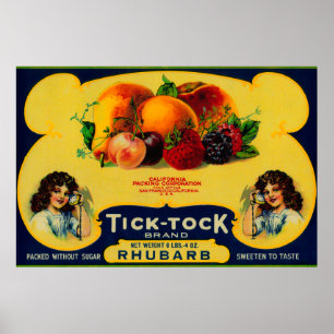 Ticken Tock Rhabarber-Aufkleber Poster