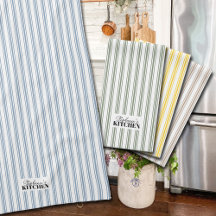 Tickende Streifen Vintage Farmhaus Blau