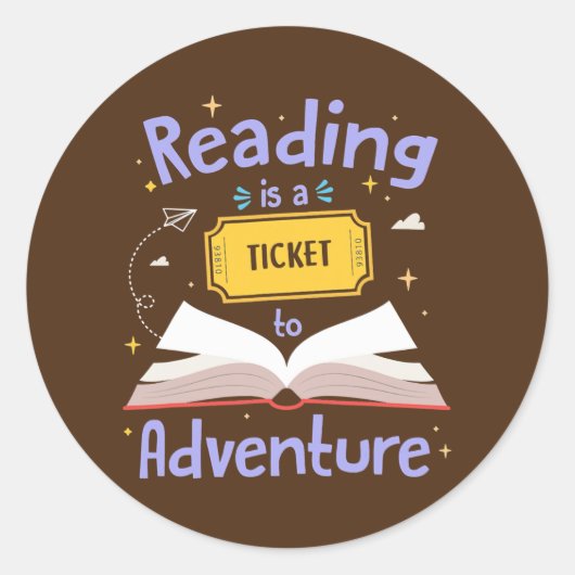 Ticket Adventure Library Lehrer Student lesen Runder Aufkleber (Vorderseite)