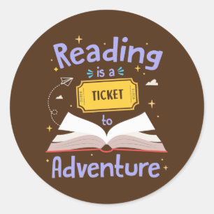 Ticket Adventure Library Lehrer Student lesen Runder Aufkleber
