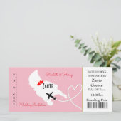 Ticket Boarding Pass Flora Hochzeit im Ausland Einladung (Stehend Vorderseite)