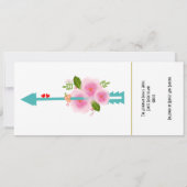 Ticket Boarding Pass Flora Hochzeit im Ausland Einladung (Rückseite)