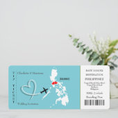 Ticket Boarding Pass Hochzeit Philippinen Einladung (Stehend Vorderseite)