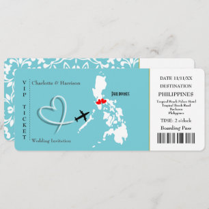 Ticket Boarding Pass Hochzeit Philippinen Einladung